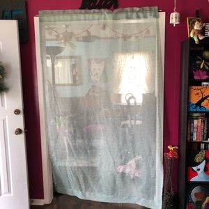 1 Light Blue/Green Sheer Curtain